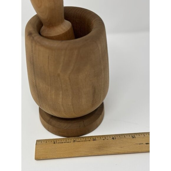 Old Sturbridge Village Pestle and Mortar Crusher Paste Grinding Grinder Wood - Picture 8 of 9